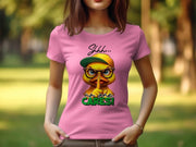 Women's Sarcastic T-Shirt, Yellow Duck Graphic, Shhh No One Cares Quote