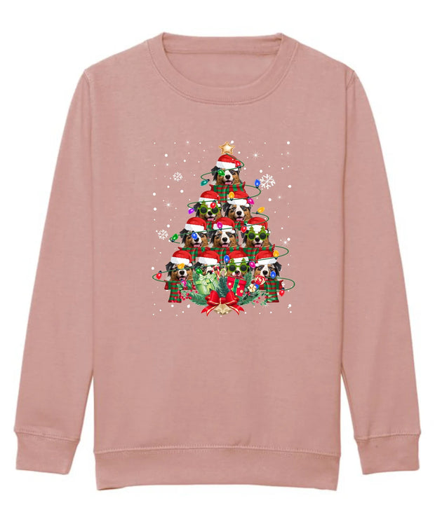 Kids Xmas Jumper Australian Shepherd Dog