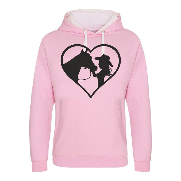 Horse Riding Hoodie Love Heart Cowgirl Jumping Hoodie