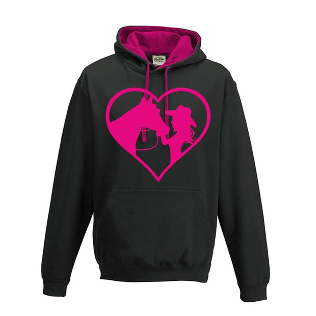 Horse Riding Hoodie Love Heart Cowgirl Jumping Hoodie