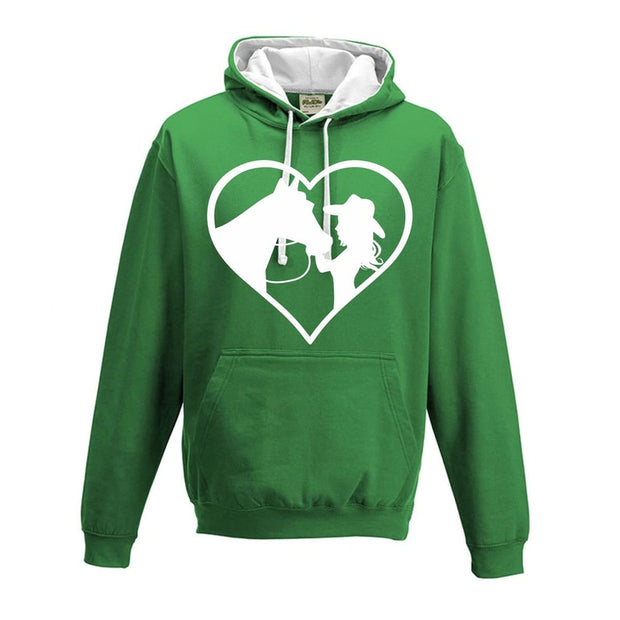 Horse Riding Hoodie Love Heart Cowgirl Jumping Hoodie